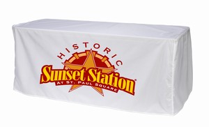 6' Wide Printed Nylon Custom Fitted Table Cover