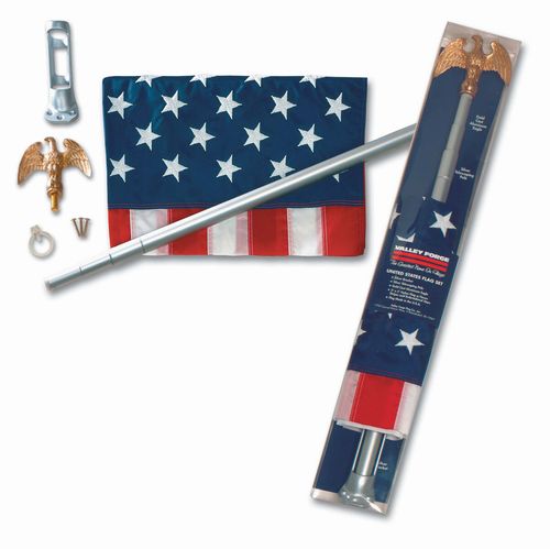 Boxed U.S. Flag Kit With Telescoping Pole - Retail Packaging (minimum order 4) PFS1-1