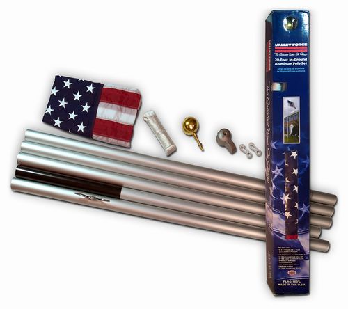 U.S. Flag 20' Aluminum In-Ground Pole Kit - Retail Packaging AFP20F