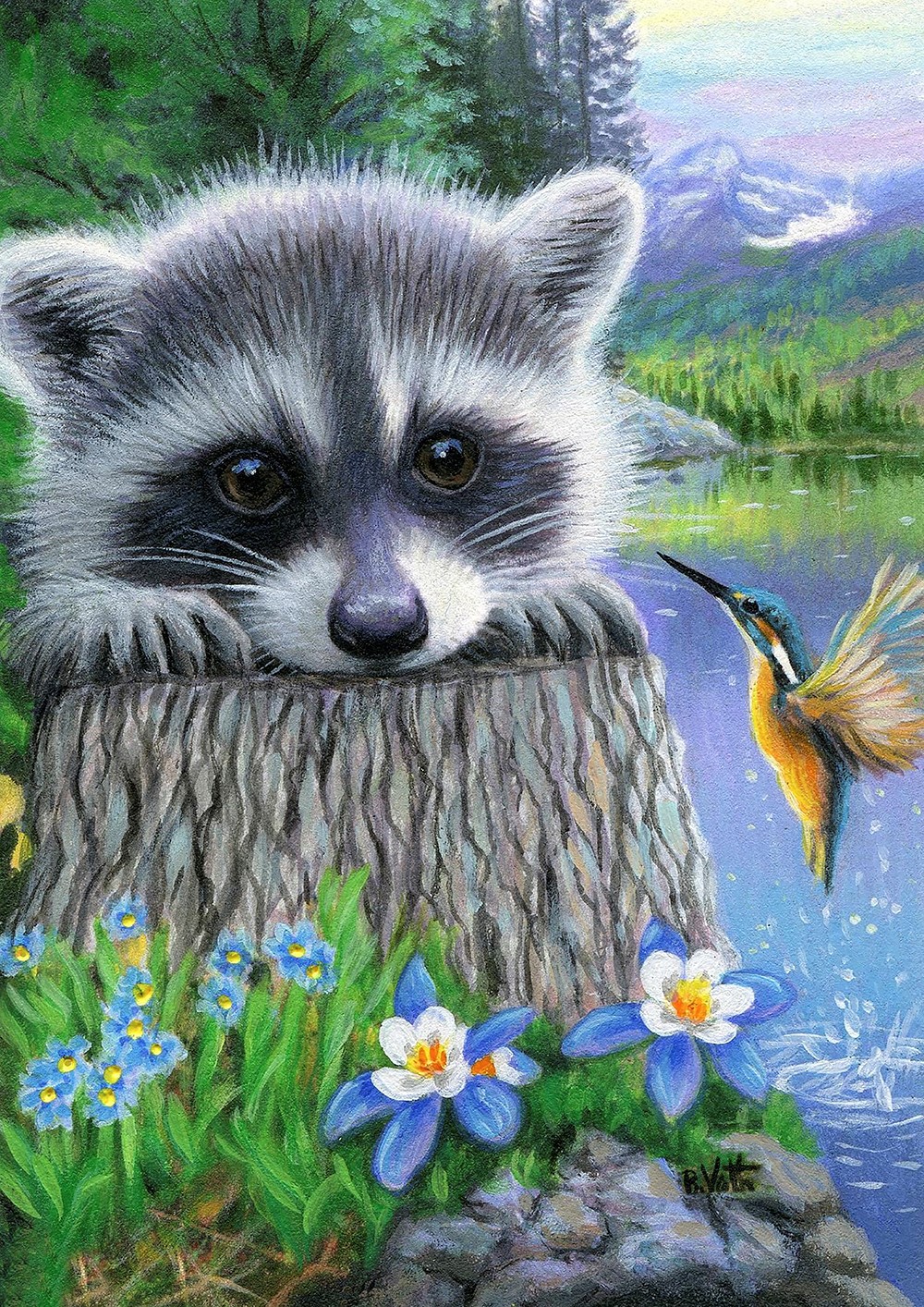 Toland Home Garden Raccoon and Hummingbird Garden Flag 1210327