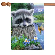 Toland Home Garden Raccoon and Hummingbird House Flag 2810327 View 2